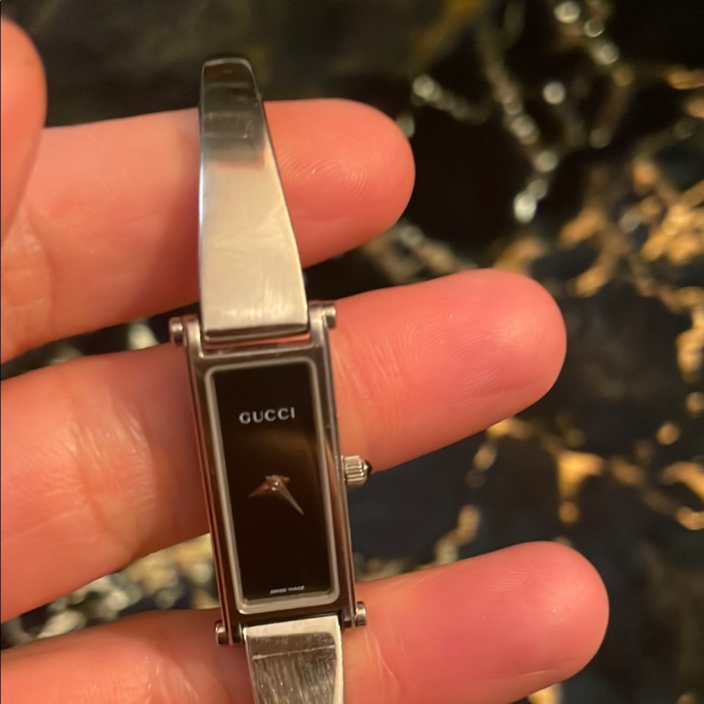 Gucci Black And Silver Rectangular Watch - image 5